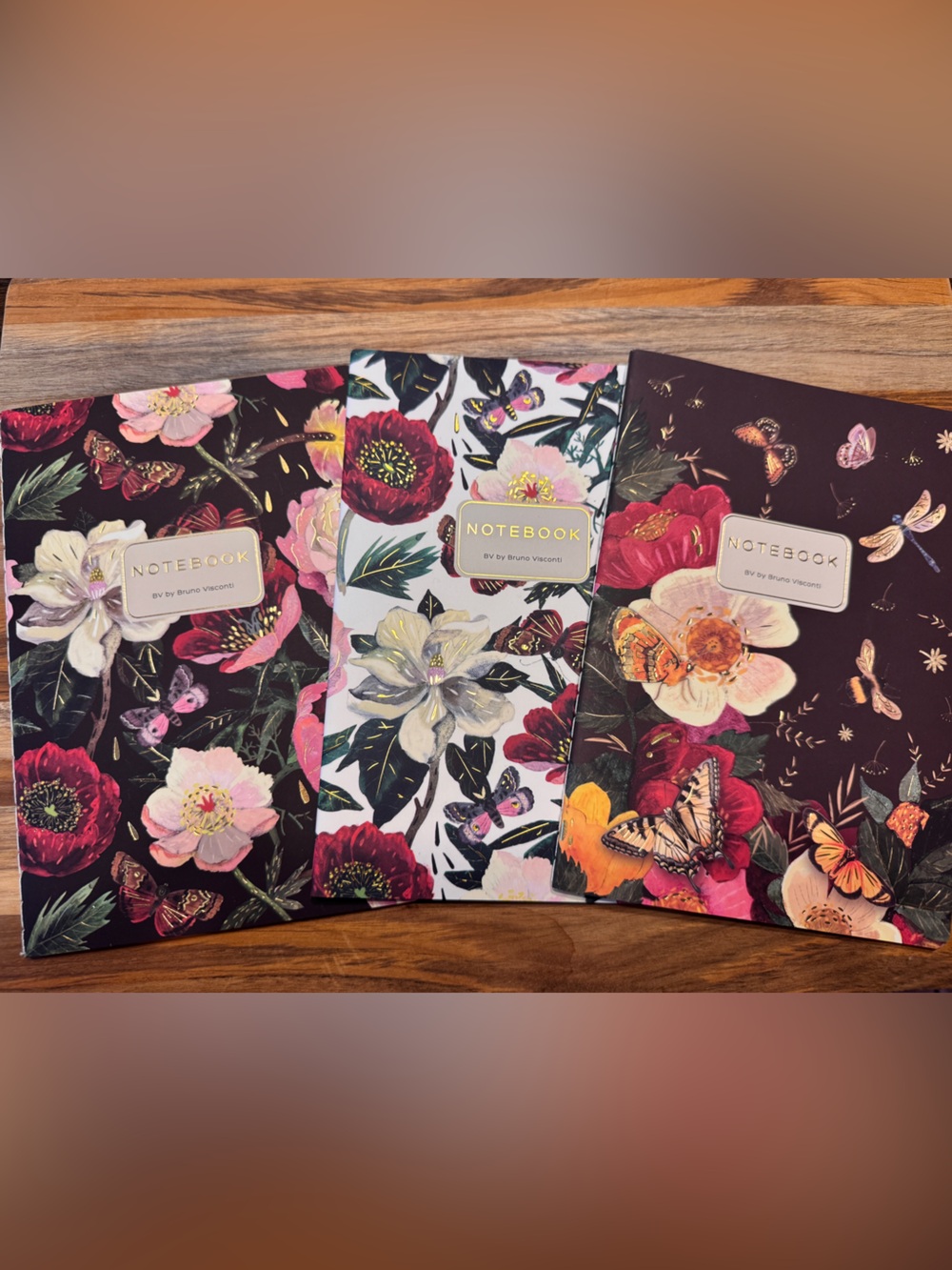 Set of 3 Gorgeous Gold Foil Detailed Soft Touch Notebook Journals- lovely gift!